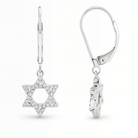 Diamond Star Of David Leverback Drop Earrings