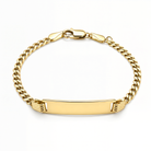 Children's Engravable ID Tag Gold Cuban Bracelet