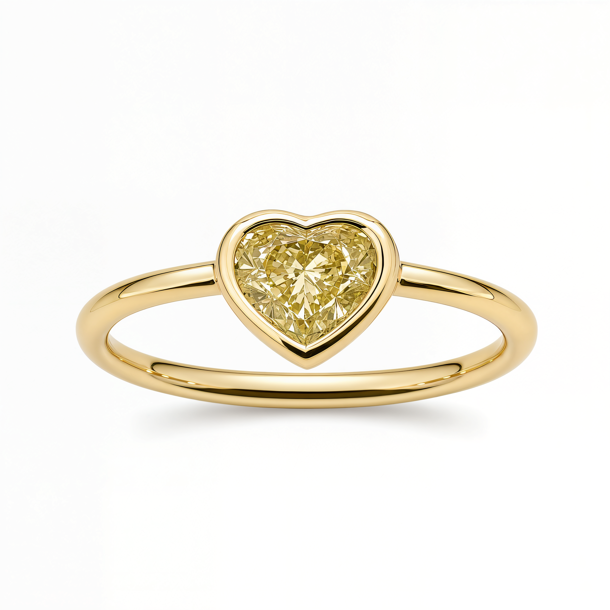 Fancy Yellow Heart Shaped Diamond Bezel Ring