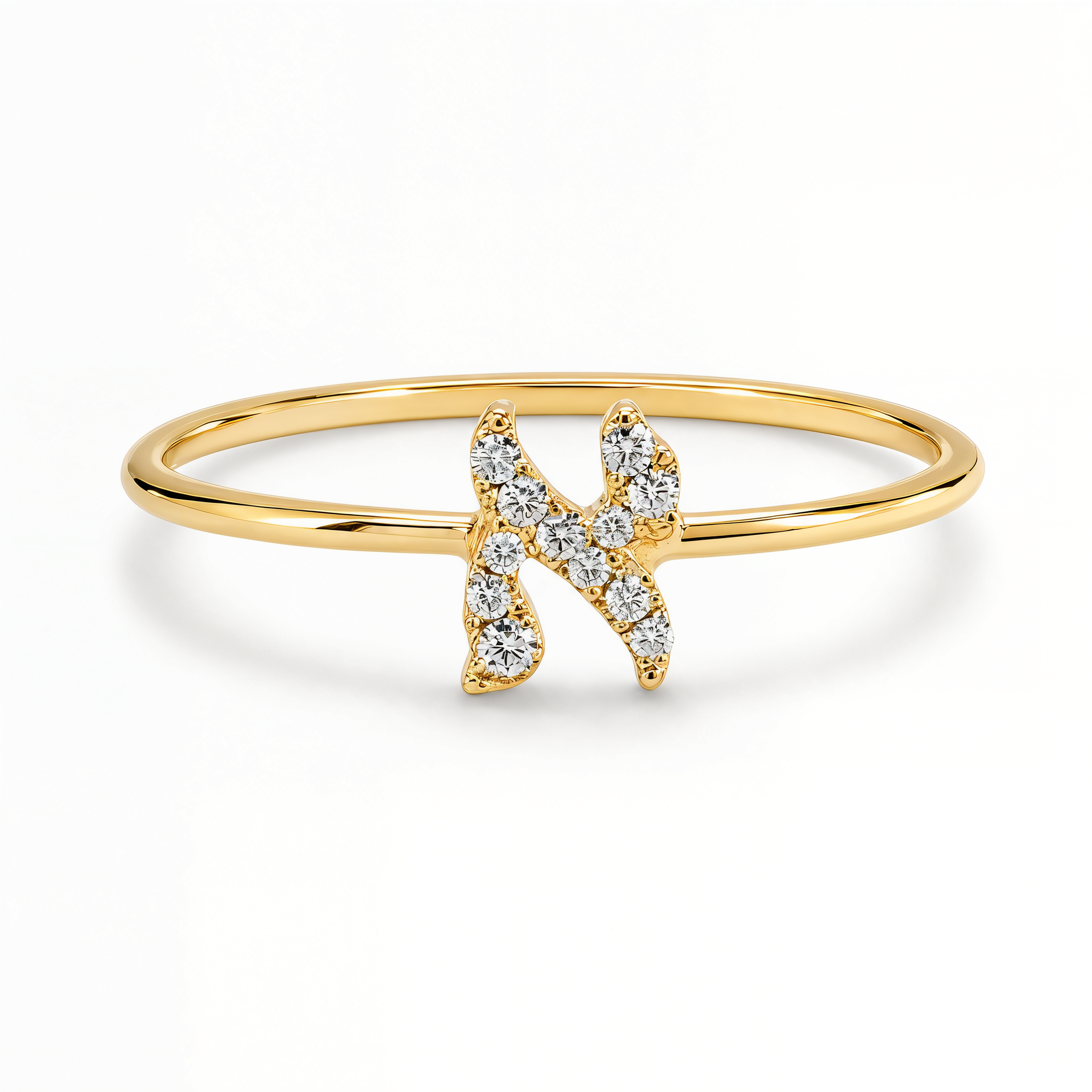 Personalized Hebrew Initial Diamond Ring