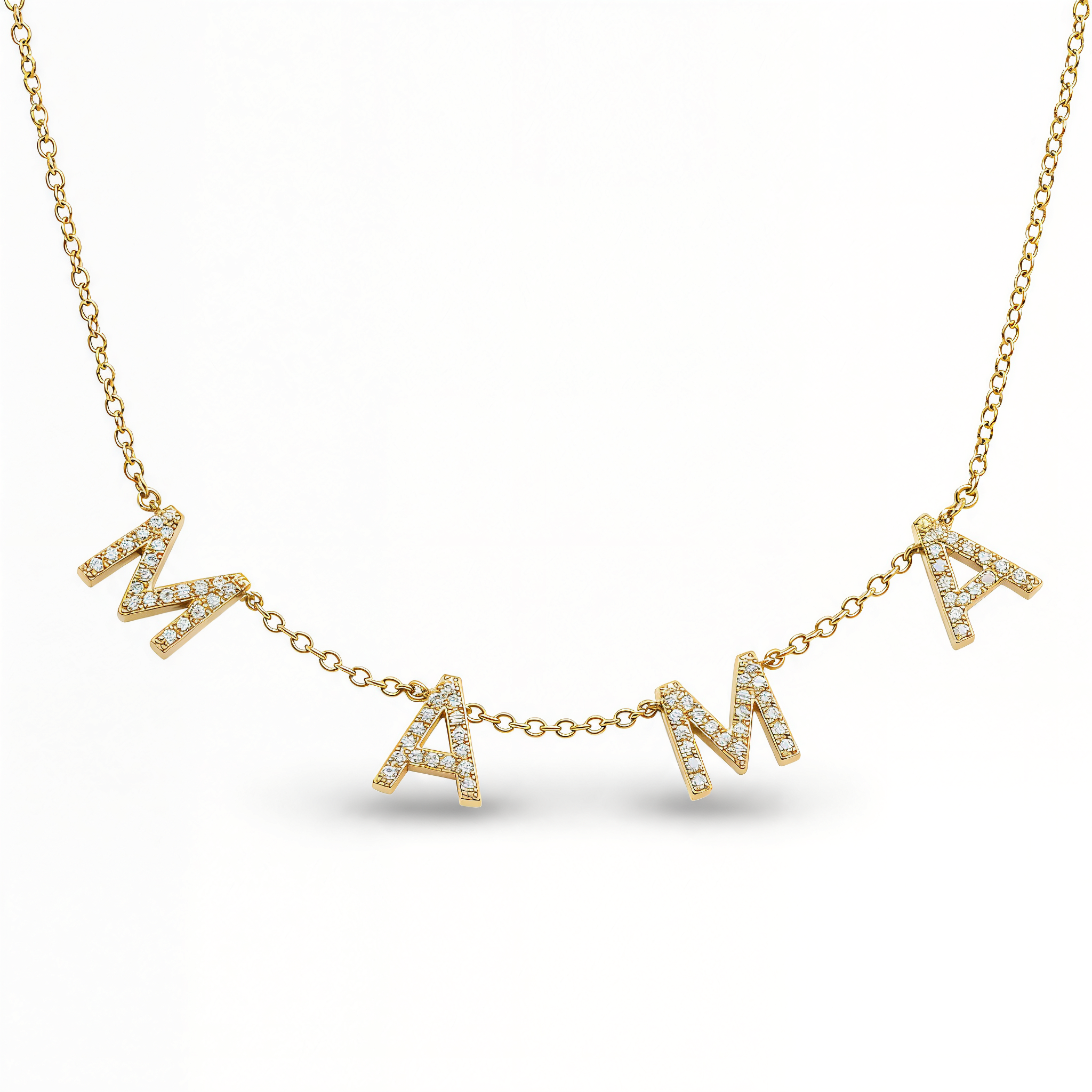 Diamond Pave Mama Station Statement Necklace