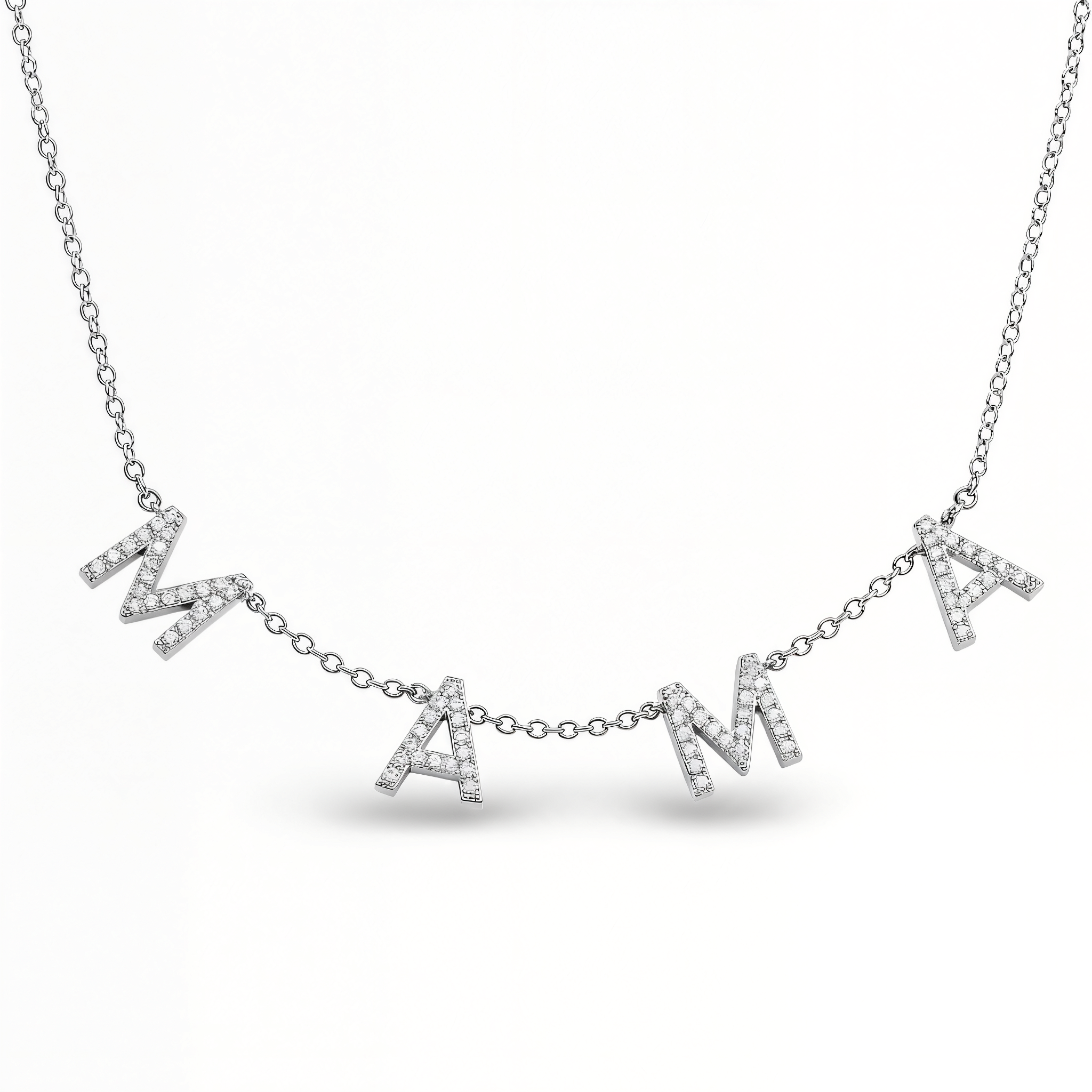 Diamond Pave Mama Station Statement Necklace