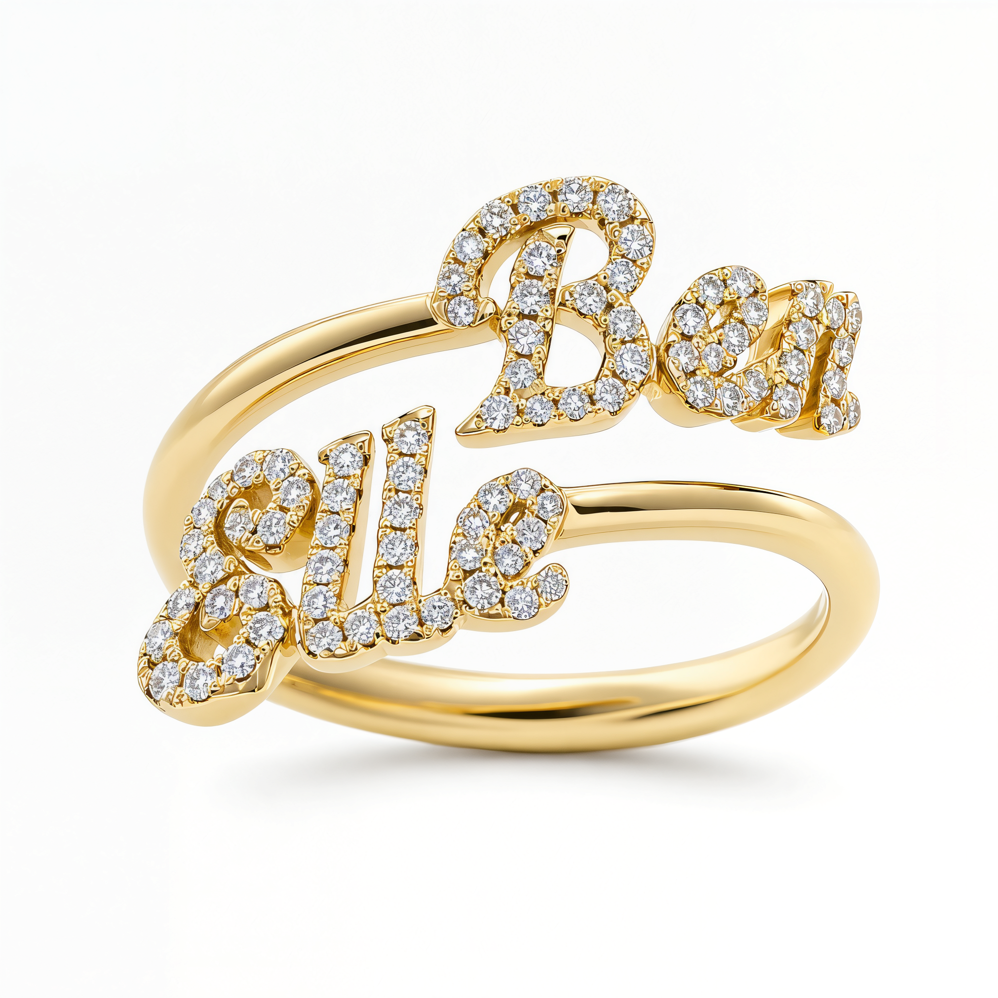 Personalized Script Duo Names Diamond Ring