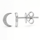 Diamond Pave Crescent Moon Button Earrings