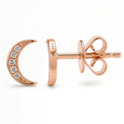 Diamond Pave Crescent Moon Button Earrings