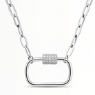 Micro Pave Diamond Carabiner Lock Paper Clip Necklace
