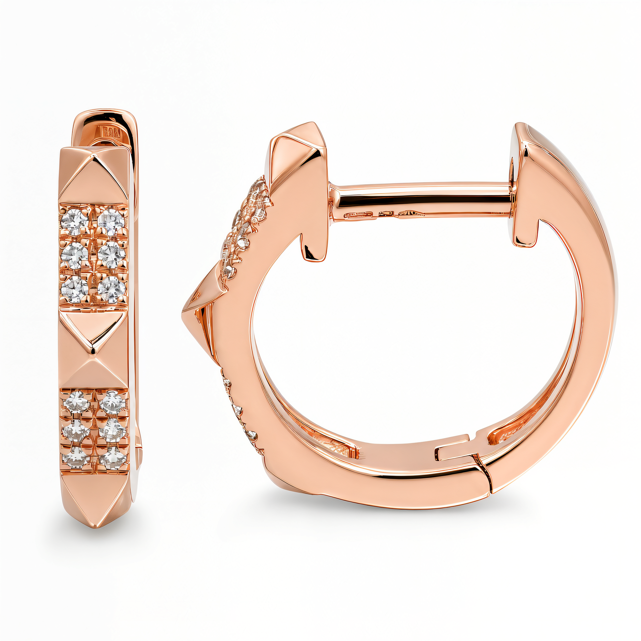 2-Row Micro Pave Diamond Pyramid Stud Huggies