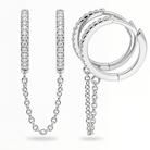 Diamond Pave Chained Huggies Earring