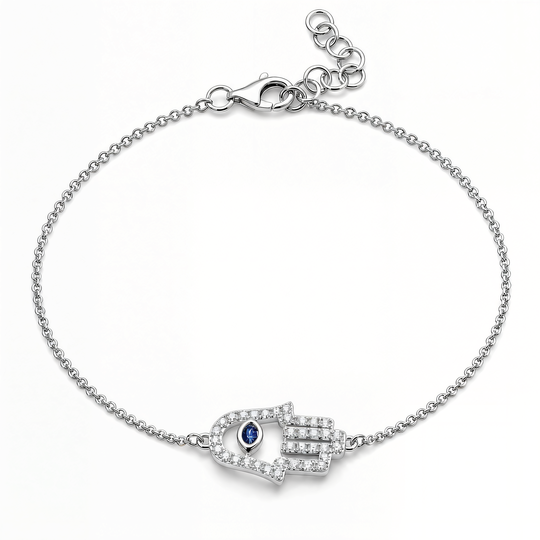 Pave Diamond Evil Eye Hamsa Bracelet