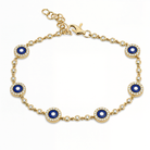 Diamond Halo Lapis Evil Eyes Bracelet