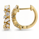 Baguette & Round Diamond Cluster Huggie Earrings