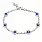 Diamond Halo Lapis Evil Eyes Bracelet