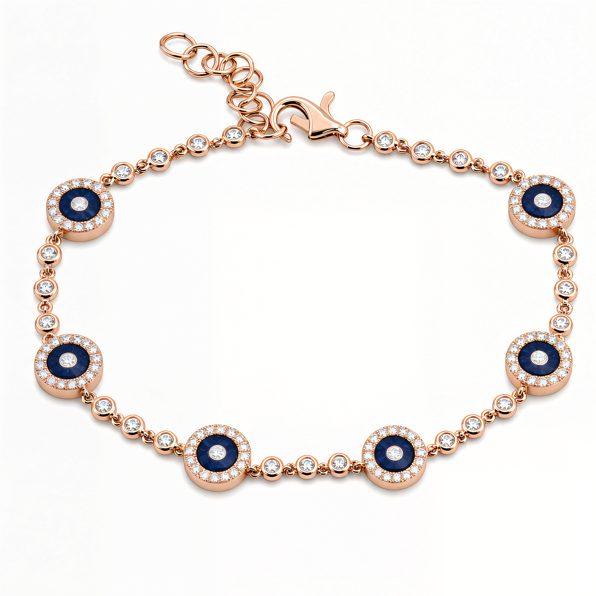 Diamond Halo Lapis Evil Eyes Bracelet