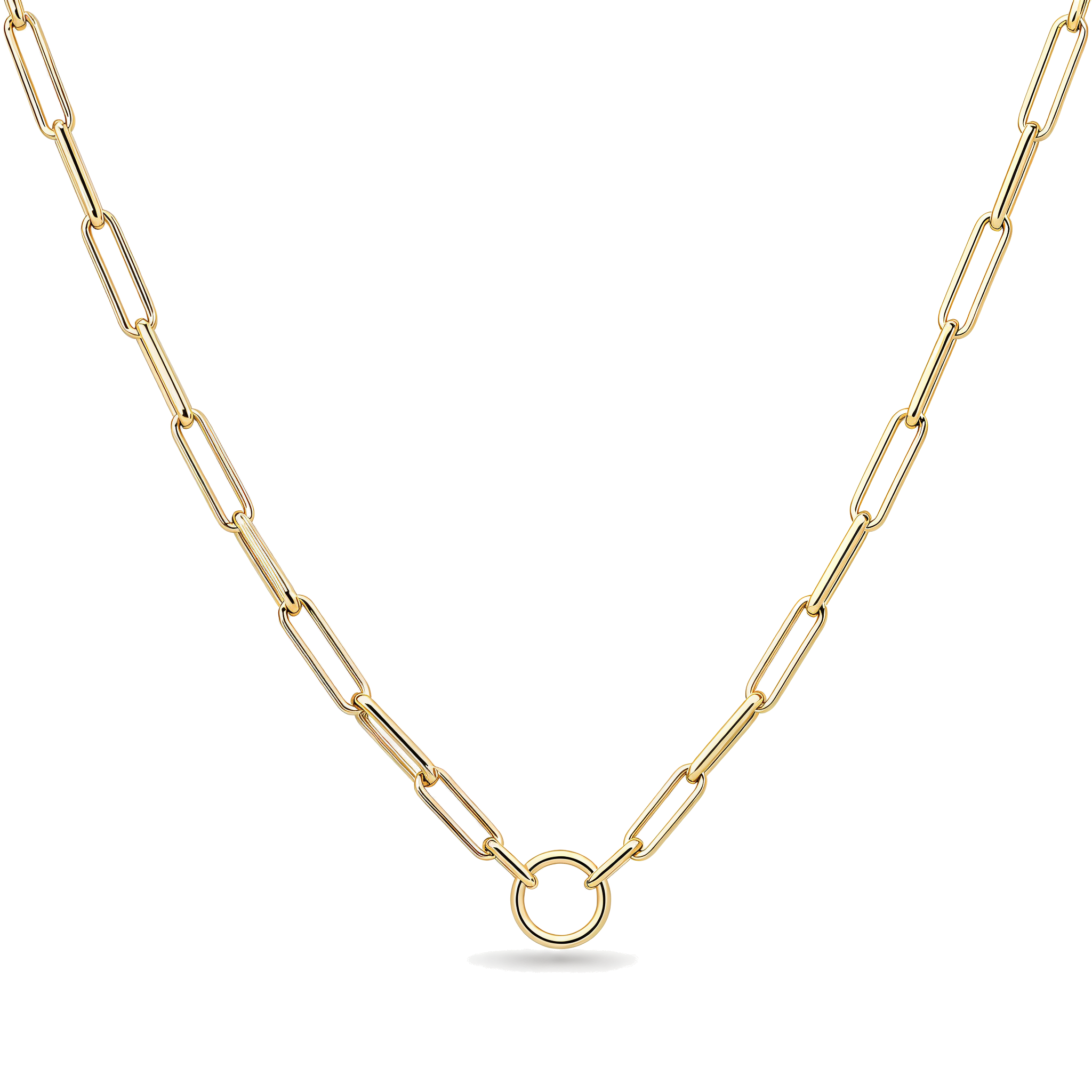 Rounded Paper Clip Charm Enhancer Gold Necklace