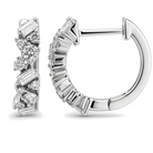 Baguette & Round Diamond Cluster Huggie Earrings