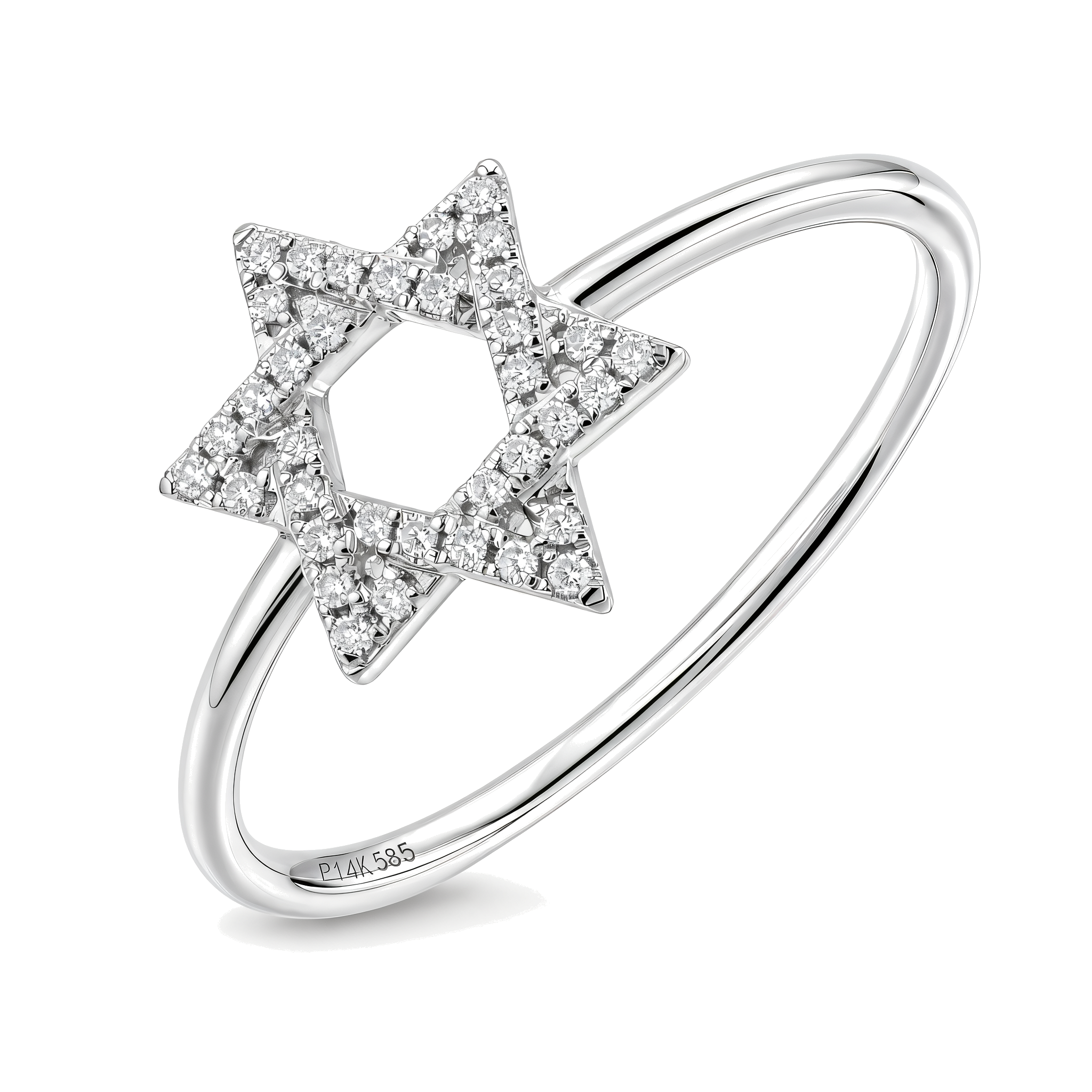 Micro Pave Diamond Star Of David Ring