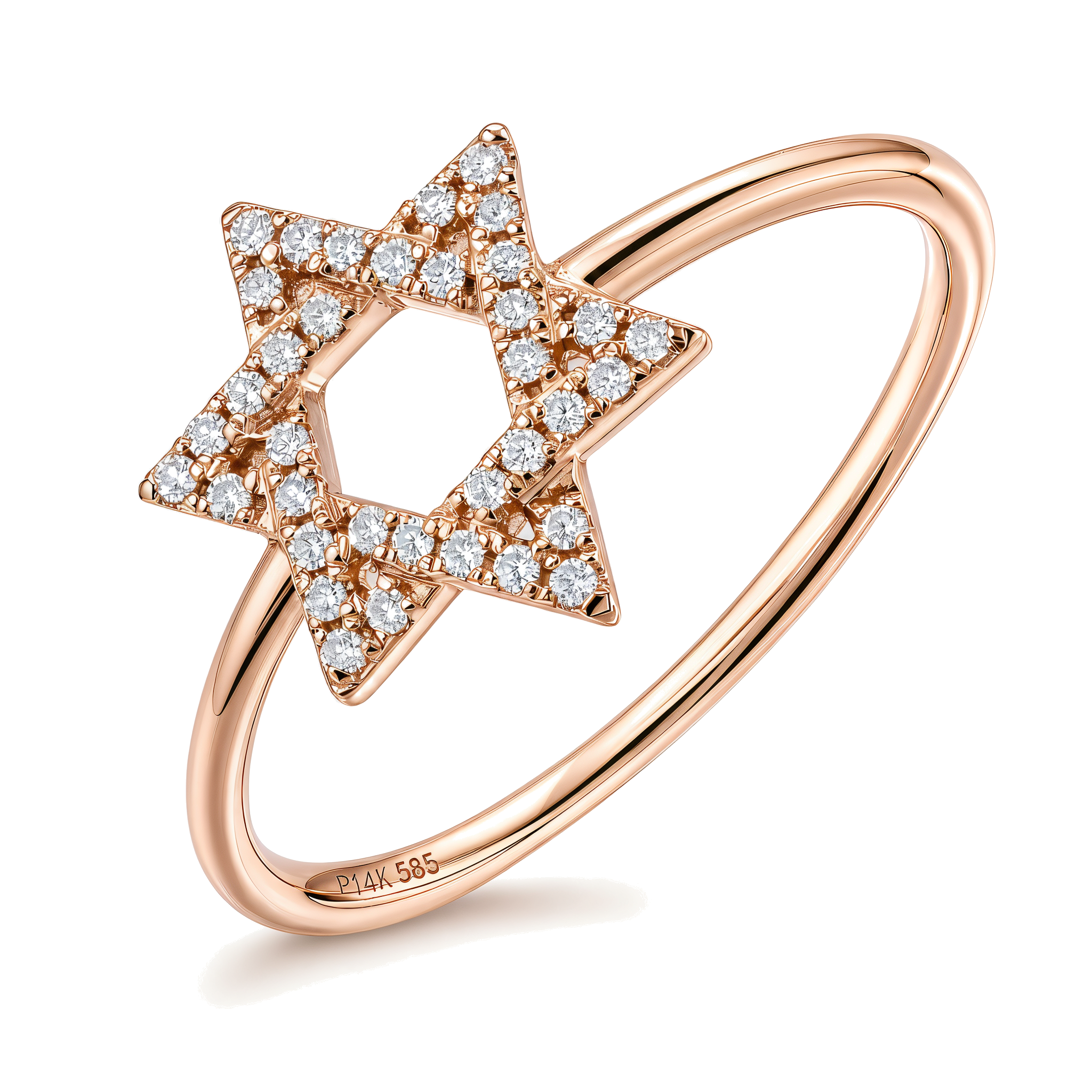 Micro Pave Diamond Star Of David Ring