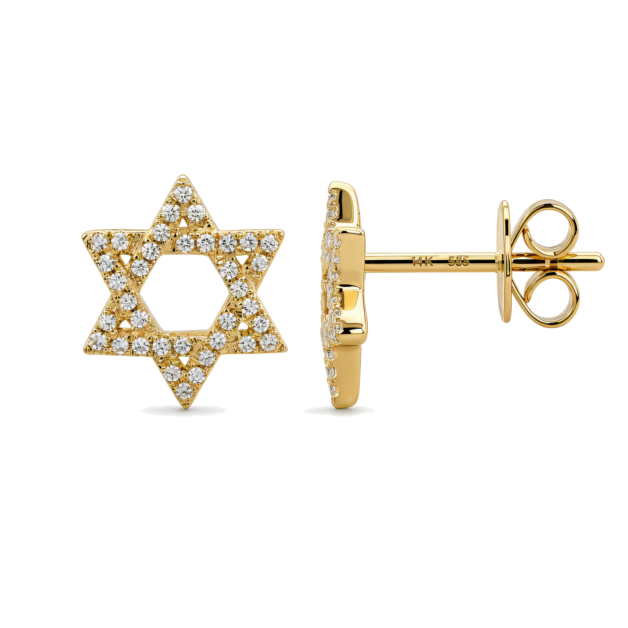 Micro Pave Diamond Star Of David Earrings