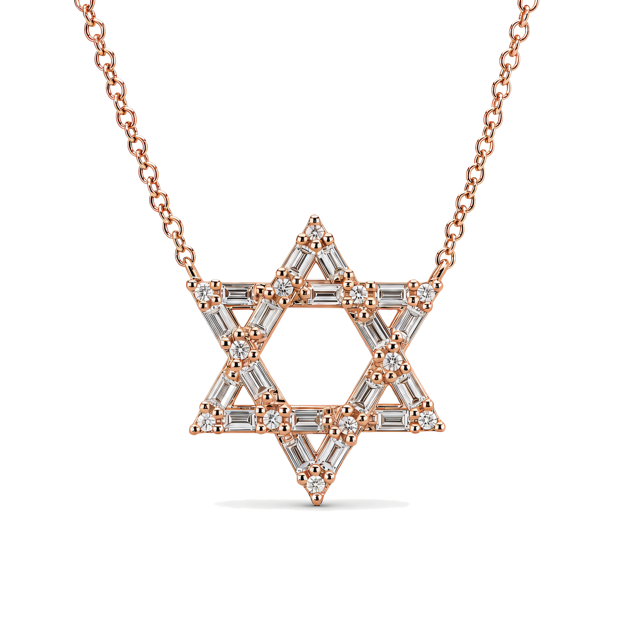 Baguette Diamond Star of David Necklace