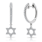 Diamond Star Of David Huggie Earrings