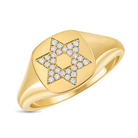 Star Of David Diamond Signet Pinky Ring