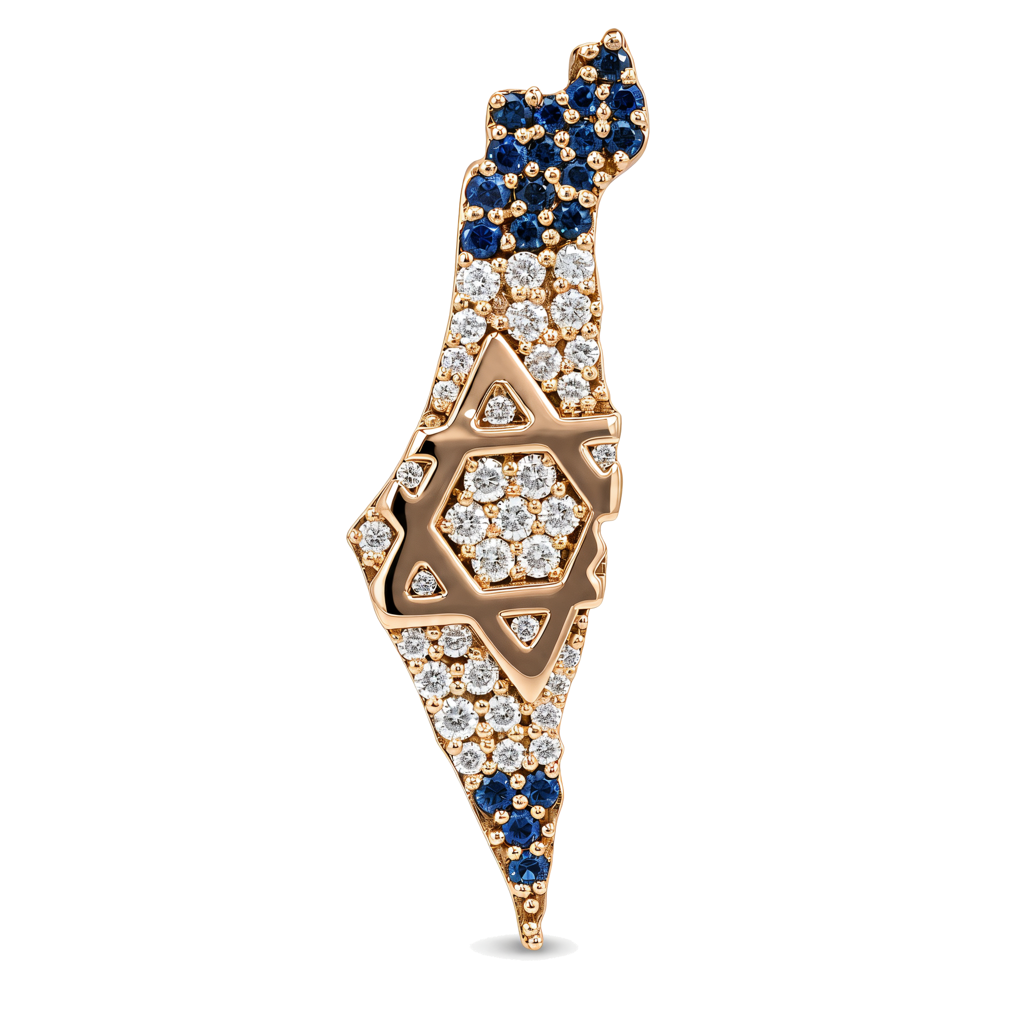 Land Of Israel Map Diamond & Sapphire Pendant ©