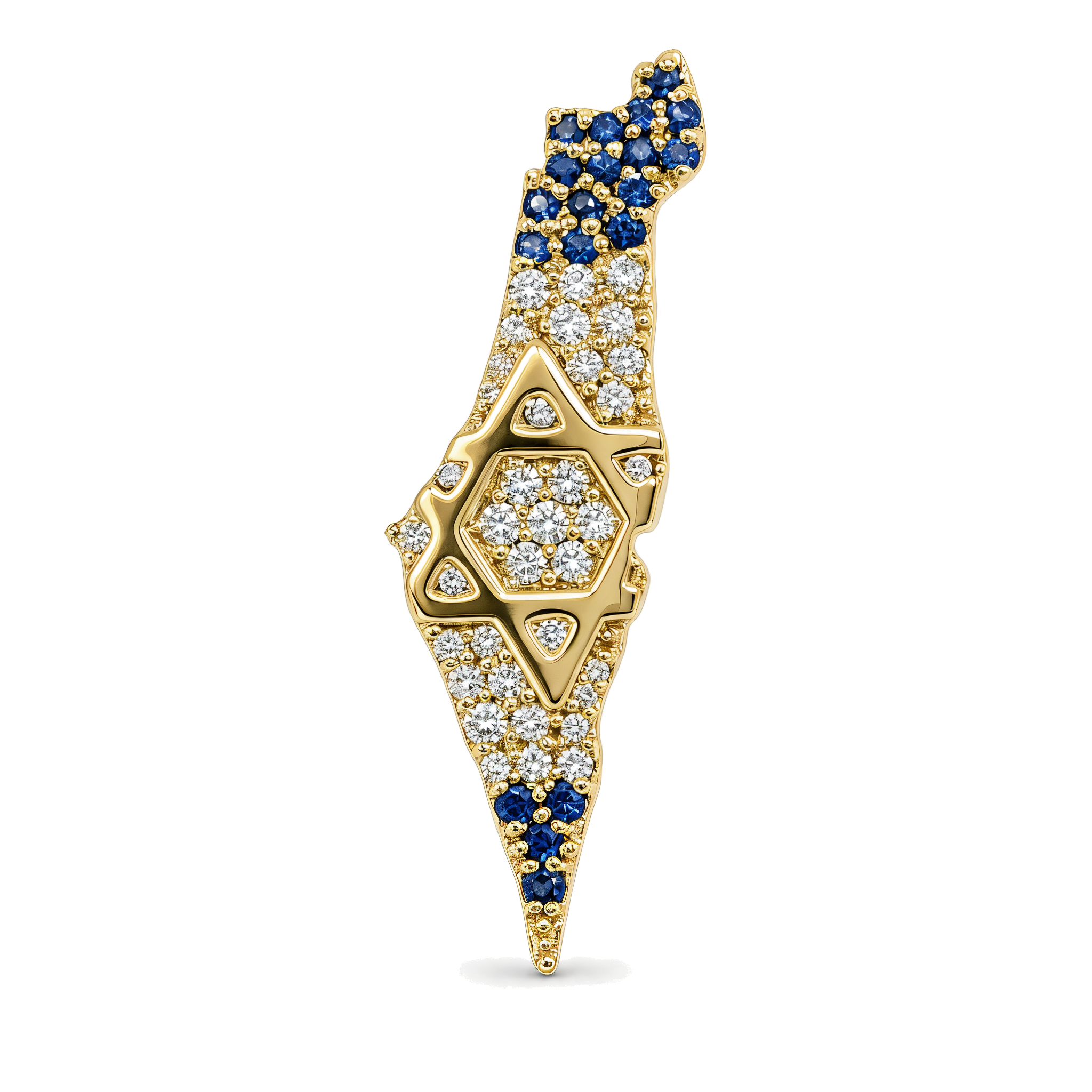 Land Of Israel Map Diamond & Sapphire Pendant ©