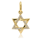 Half Pave Diamond Star of David Charm