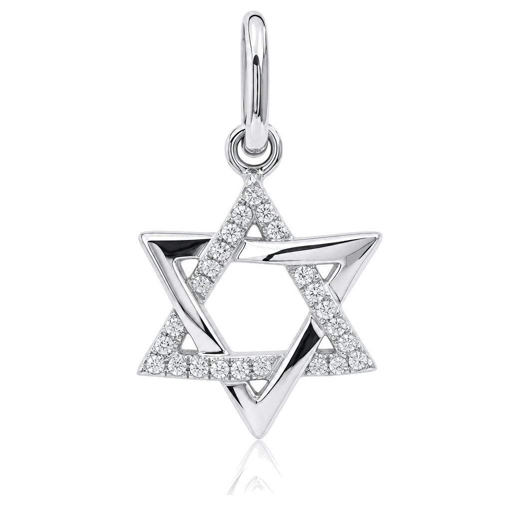 Half Pave Diamond Star of David Charm
