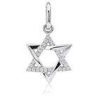 Half Pave Diamond Star of David Charm