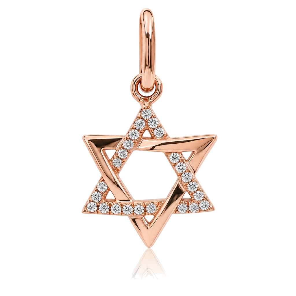 Half Pave Diamond Star of David Charm