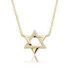 Half Pave Diamond Star of David Necklace