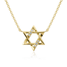 Small Diamond Accented Star of David Necklace
