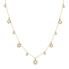 Dangling Stars Of David Bezels Diamond Drop Necklace