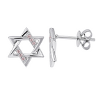 Diamond Accented Star of David Earrings