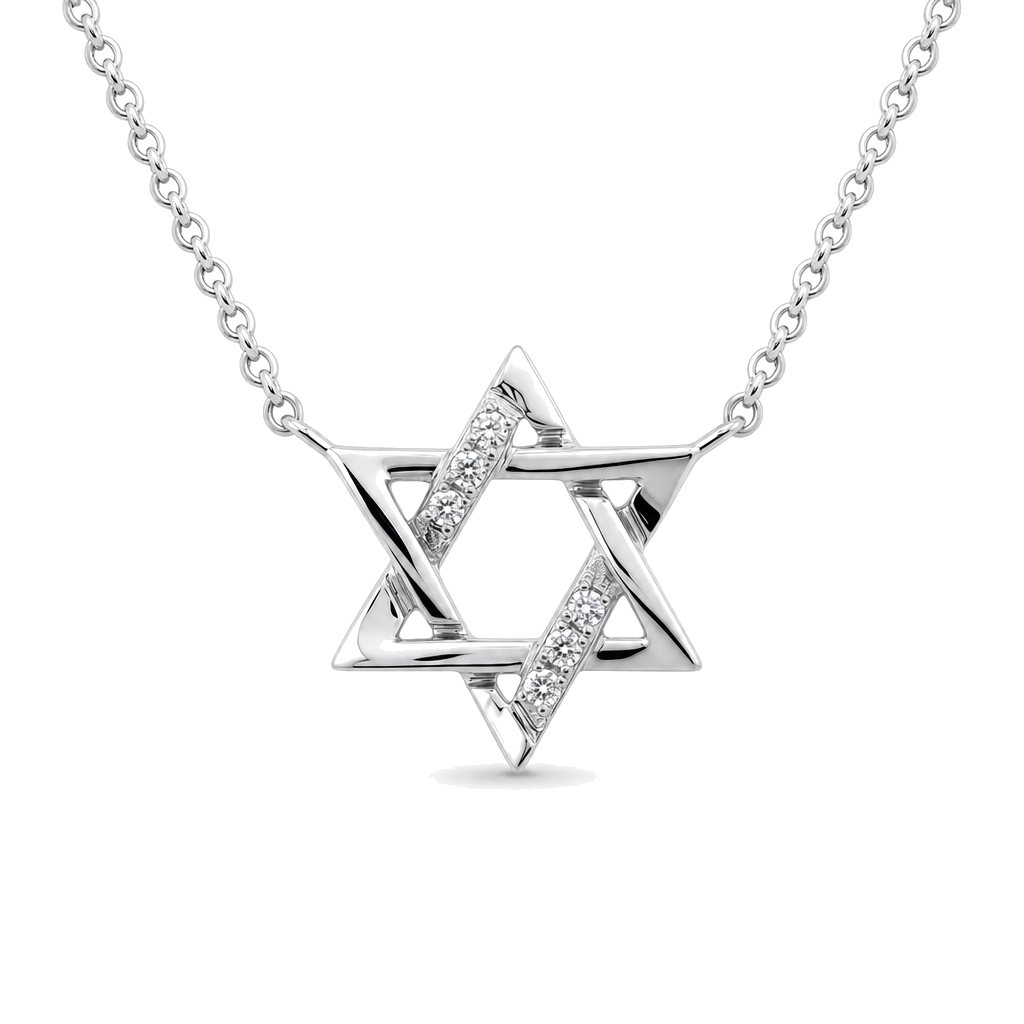 Small Diamond Accented Star of David Necklace