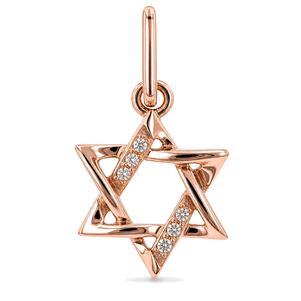 Small Diamond Accented Star of David Charm