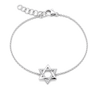Half Pave Diamond Star Of David Bracelet