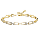 Micro Pave Diamond Rectangular Link Bracelet