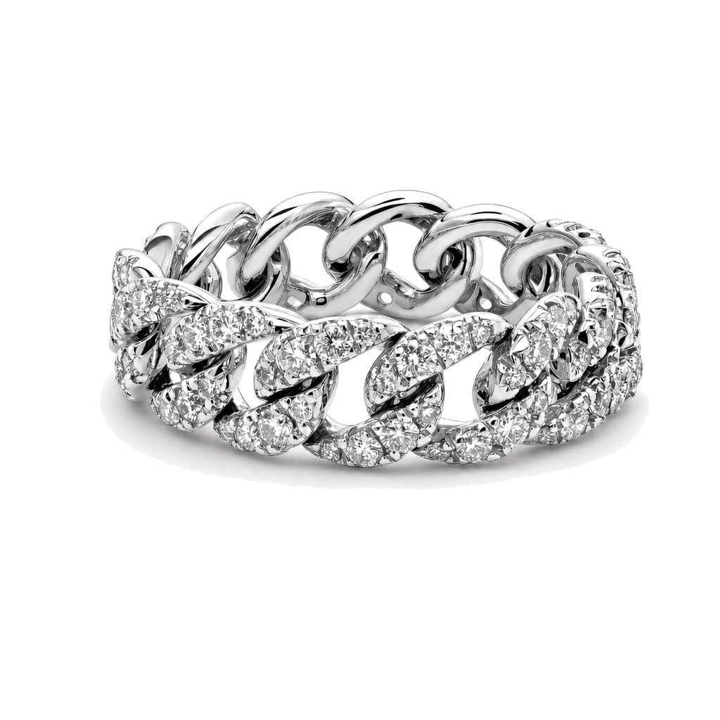 Cuban Link Micro Pave Diamond Ring
