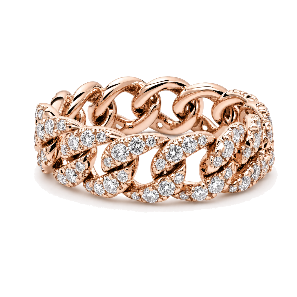 Cuban Link Micro Pave Diamond Ring