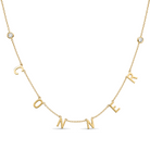 Personalized Block Station Name Diamond Bezels Necklace