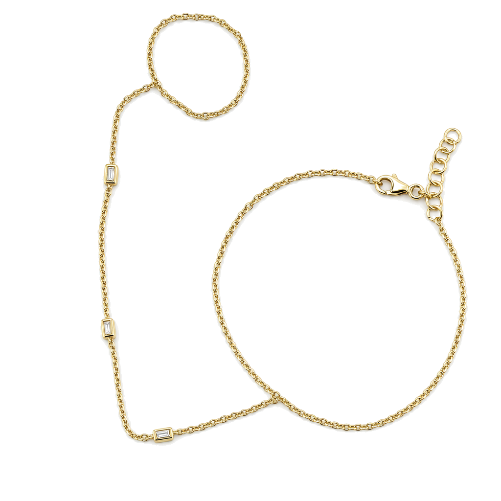 Baguette Bezel Stations Diamond Hand Chain