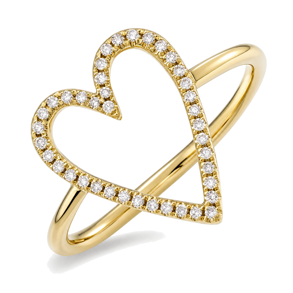 Open Heart Diamond Ring