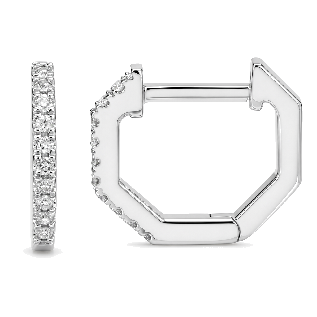 Diamond Pave Hexagon Huggies