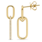 Pave Diamond Paper Clip Link Earrings