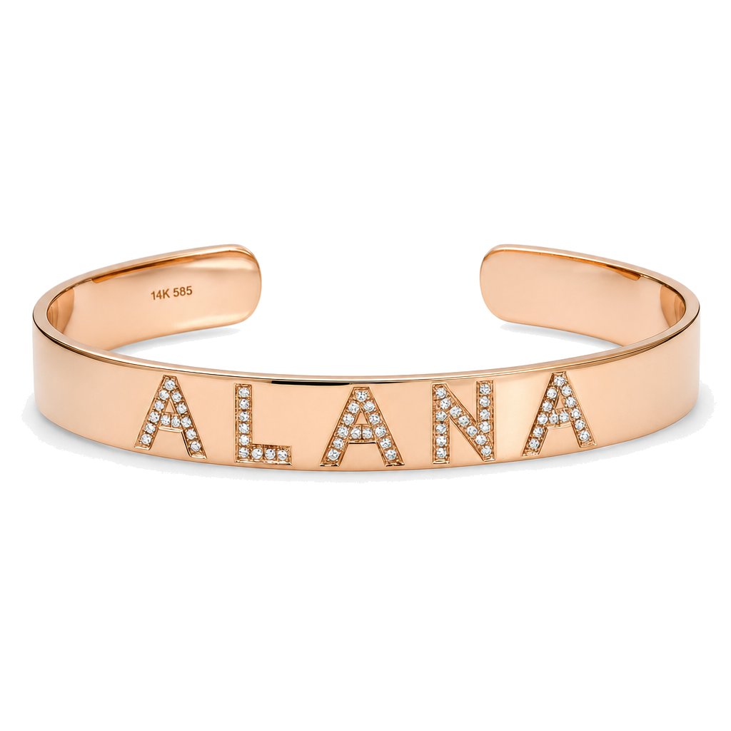 Personalized Name Diamond Cuff Bracelet