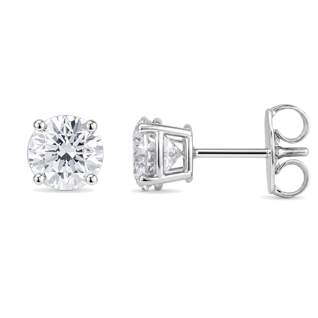 Classic Natural Round Diamond Stud Earrings