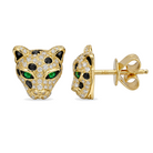 Micro Pave Diamond Leopard Button Earrings