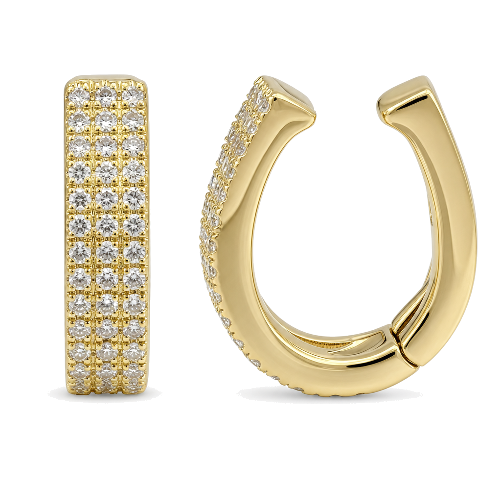 3-Row Micro Pave Diamond Cuff Earring